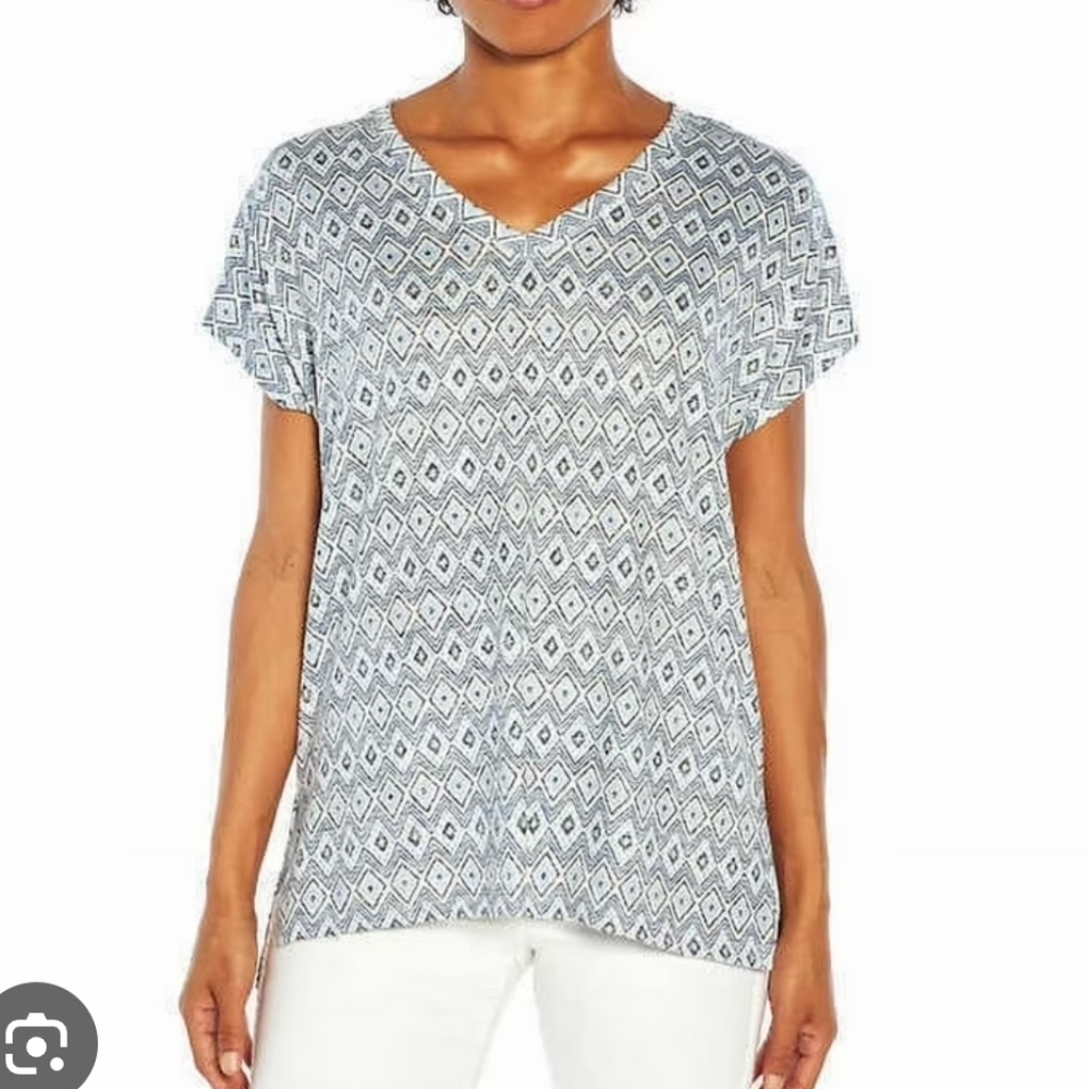 Orvis Blue and White Short Sleeve Tee Outdoors Casual Mature Comfy
